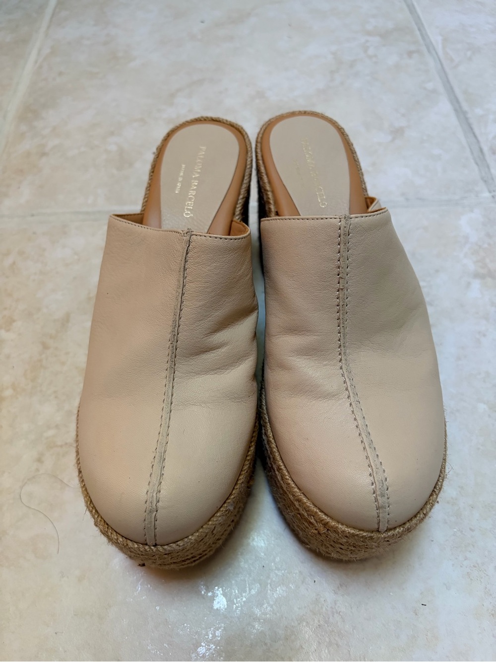 Paloma Barceló Beige Leather Espadrille Mules